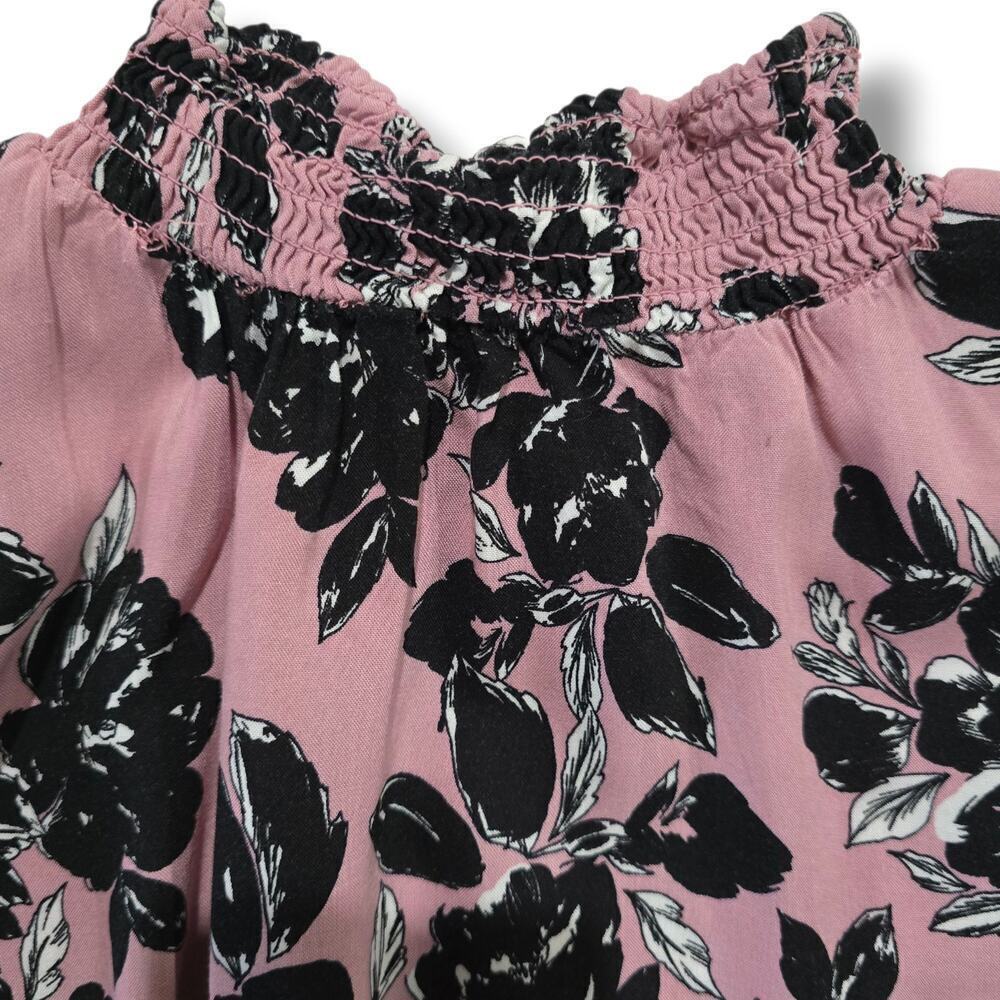 Adrienne Vittadini Pink Floral Smocked Long Sleeve Blouse – Size Large - Picture 4 of 9